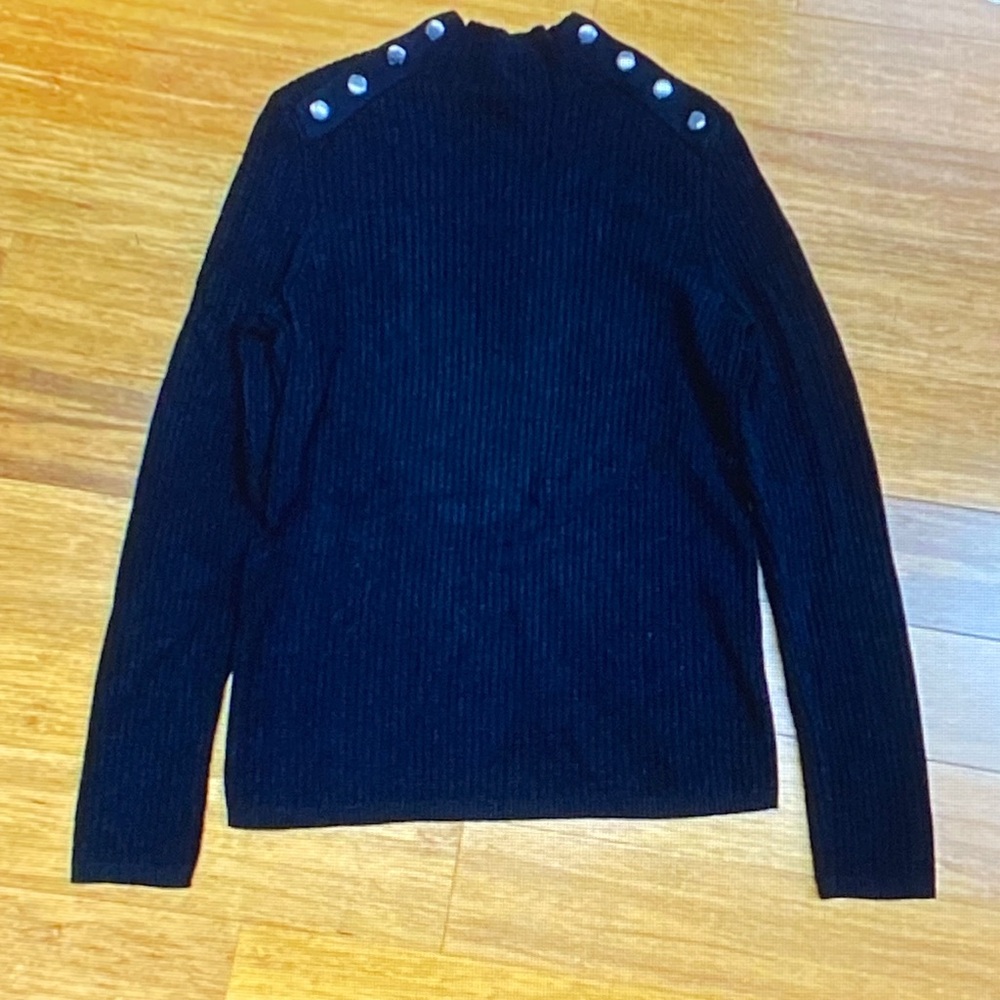 Talbots Black Sweater with Shoulder Buttons